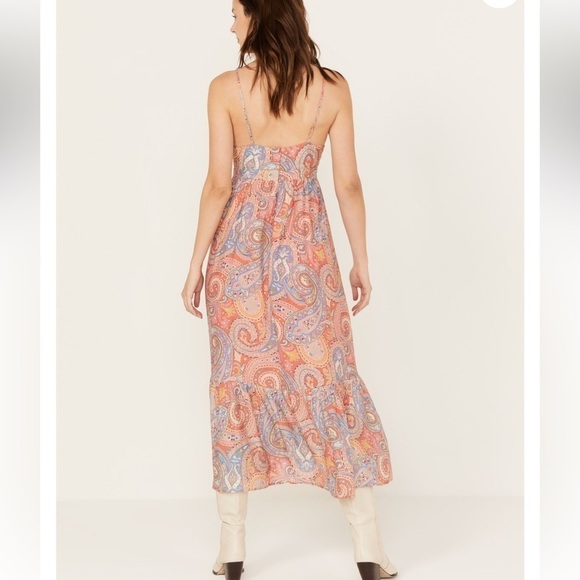 NEW MOLLY BRACKEN WOMEN\'S ISABELLE PAISLEY PRINT SLEEVELESS MAXI DRESS boho M